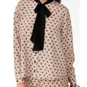 Rare Hello Kitty Forever 21 Collaboration Button Up Blouse W/ Bow M